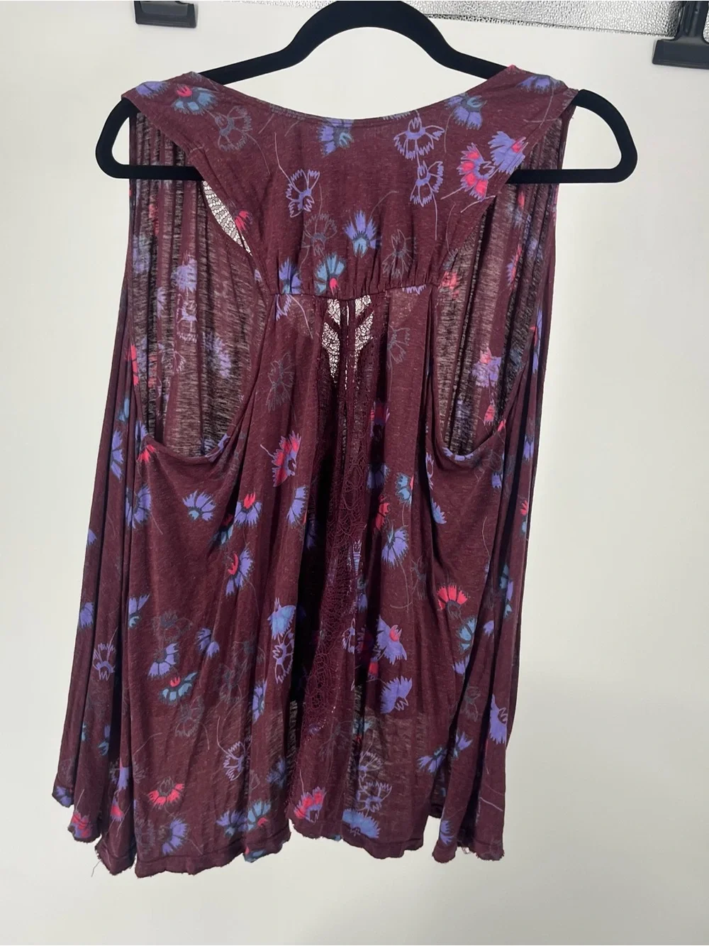 Free People Plum Floral Sheer Sleeveless Tunic